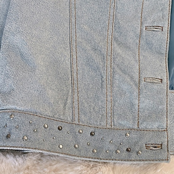 STUDDED BIKERS DREAM APPAREL DENIM Metal Hardware 100% LEATHER MOTORCYCLE JACKET - Picture 4 of 14